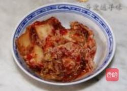 咸肉泡菜炒豆腐的做法图解3