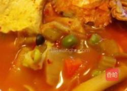 韩式泡菜海鲜豆腐菌菇汤的做法图解2