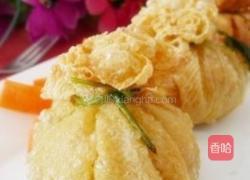 豆腐皮鲜虾包的做法图解4