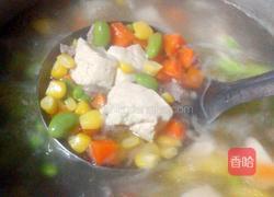 玉米毛豆豆腐汤的做法图解4