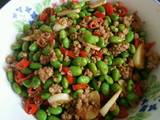 肉末炒毛豆