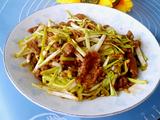 肉片炒蒜黄
