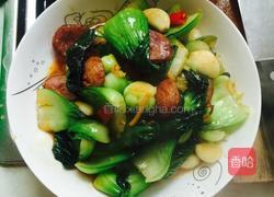 青菜炒香肠的做法图解4