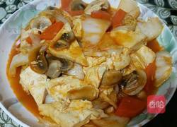番茄酱口蘑白菜烧豆腐的做法图解3