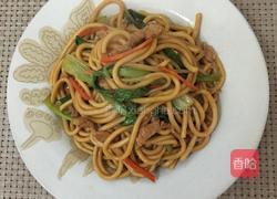 青菜肉丝炒面的做法图解4
