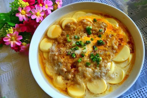 日本豆腐肉末蒸蛋的做法 菜谱 香哈网