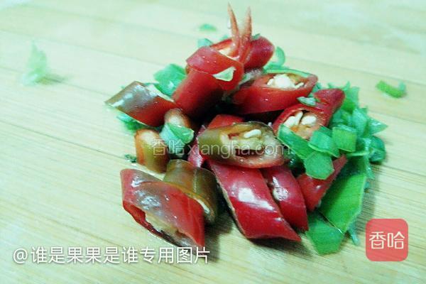 切葱姜蒜和红色辣椒