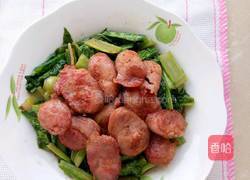 油麦菜炒腊味的做法图解3