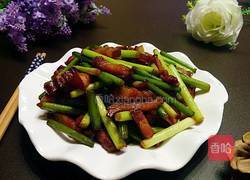 蒜苔炒腊肉的做法图解9