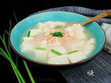 蒜苗豆腐大虾汤