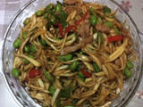 茭白毛豆炒肉丝