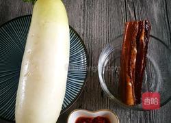 ＃蒸菜＃剁椒腊肉蒸萝卜的做法图解1