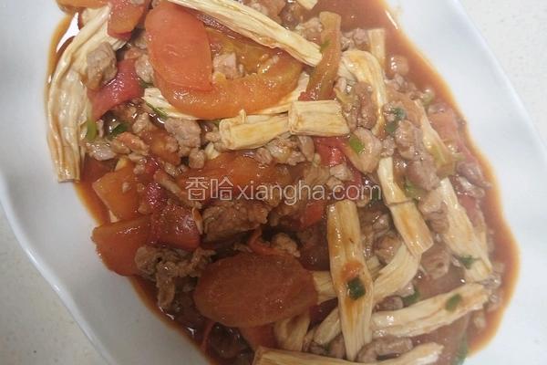 番茄肉沫炖腐竹
